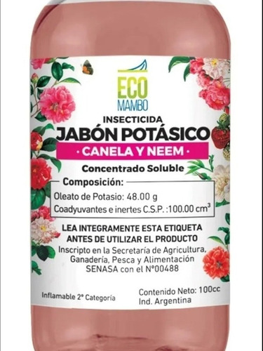 Insecticida Jabón Potásico Canela Neem 100 Cc Zona Sur 