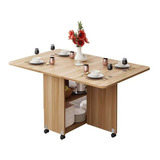 Mesa Plegable Moderna Bossa Miray Comedor Minimalista 140cm Color De La Tapa Marrón Claro