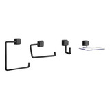 Juego Accesorios Baño Squadra X 4 Pzs Negro Plástico