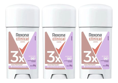 Kit Com 3 Desodorantes Em Creme Rexona Clinical