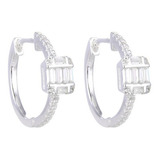 Aritos Aros Huggies Cuadrado De Plata 925 18mm Brillo Circon