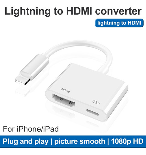 Convertidor Lightning A Hdmi 1080p Para iPhone, iPad, Ios