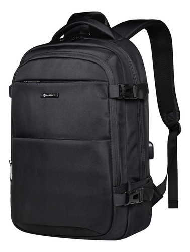 Bolso Morral Portail Hardley Puerto Usb Anti Robo 28l Color Negro