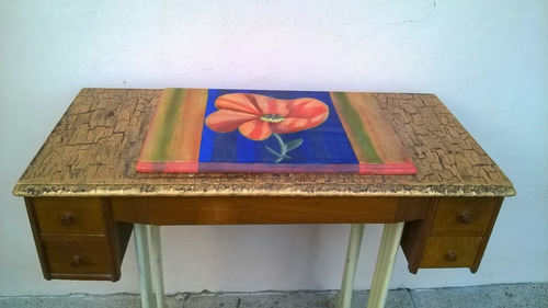 Antigua Mueble M;aquina Coser Pie Cajones C Pintura Sin Maq.