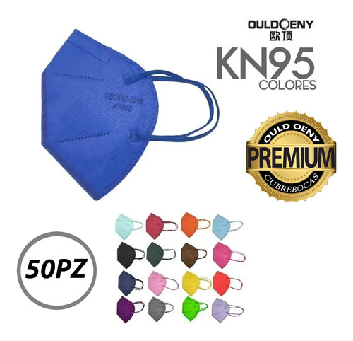 Ouldoeny Kn95 Adulto 17color 5capas Cubrebocas 50pz Esponja