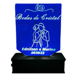 Luminária Led Personalizada | Bodas Cristal | Abajur Casal