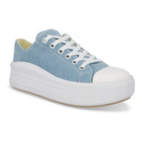 Tenis Sneaker Plataforma 5cm Color Mezclilla Mujer 040-01