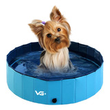 Piscina Para Cachorro Pets Dobrável Azul 80 Cm X 20 Cm Vg+