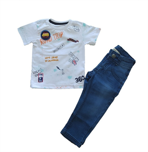 Conjunto Infantil Menino Calça Jeans Camisa Polo Lapsi Luxo
