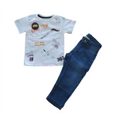 Conjunto Infantil Menino Calça Jeans Camisa Polo Lapsi Luxo