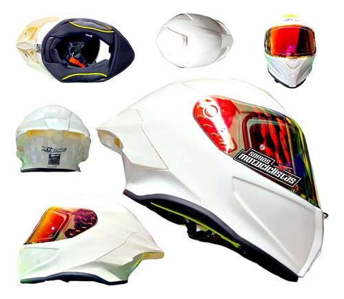 Casco Motociclista Xtrong Blanco Perla Ece R22 06 Deportivo