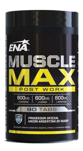 Muscle Max 90 Tab Ena Sport Pre Entreno Oxido Nítrico Arginina Y Ornitina