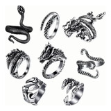 Set De 9 Anillos Goticos Calaveras Serpientes