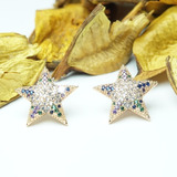 Aretes Oro 18k Pendientes Diamante Estrella Mujer Mar Lujo