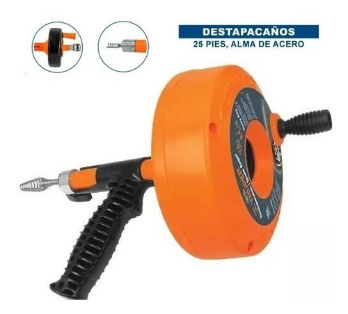 Destapacaños Cable De Acero 7.6 Mt, Truper 12280