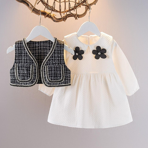 D Vestido Infantil Para Niñas, Conjunto De Falda A Cuadros,