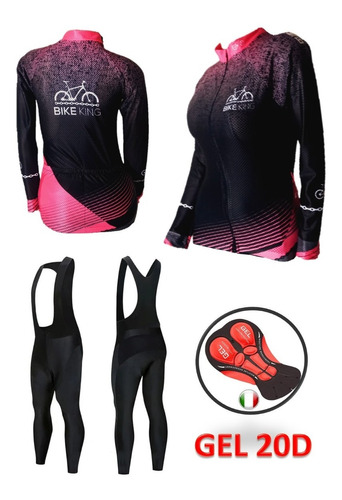 Ciclismo Jersey Dama+lycra Larga Pantalón Badana Gel Rutamtb