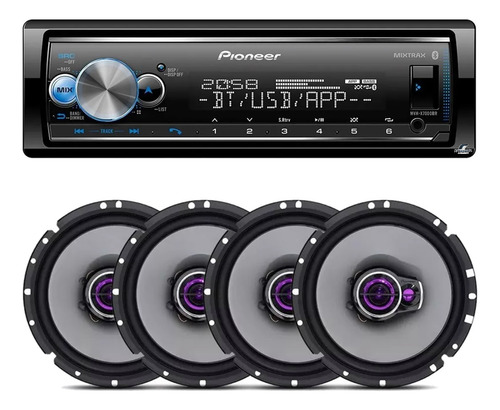 Radio Pioneer Bluetooth Mixtrax Mvh-x700br +4 Falante Ts1760