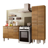 Cozinha Compacta Madesa Emilly Front Com Balcão E Paneleiro Cor Rustic