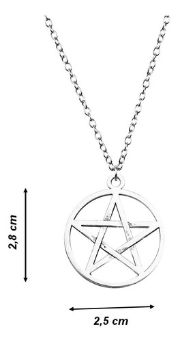 Colar Pentagrama 2,5 X 2,8 Cm Wicca Pentáculo Supernatural