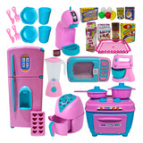 Kit Cozinha Brinquedo Geladeira Fogão Eletrodomésticos 32pcs