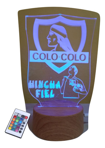 Lampara 3d Ilusion Insg Colocolo Y Chilena Base Negr Control