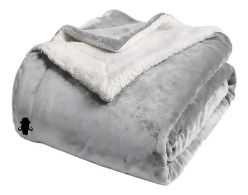 Cobija Sherpa Ovejera Cama Doble 190x220cm Color Gris Diseño De La Tela Liso