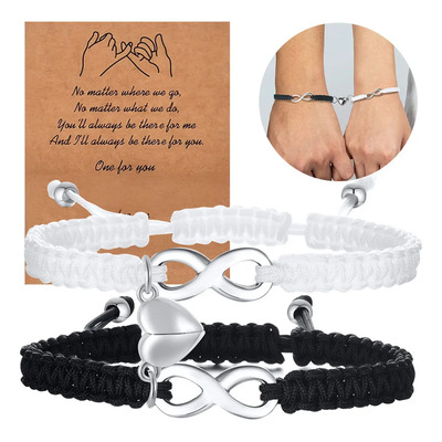 FUEZOIU 2 Piezas Pulseras Pareja Con Imán Love Amor Infinito Acero Inoxidable Joyeria Regalo Mujer Hombres Regalos de San Valentín | Meses sin interés