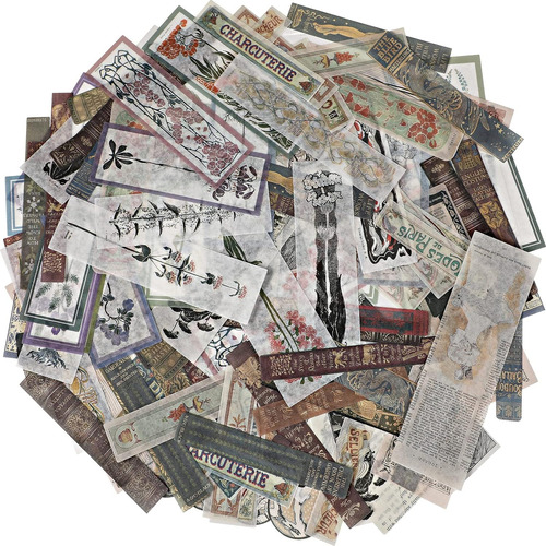 120 Piezas Vintage Scrapbook Washi Stickers Antiguo Dec...