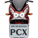 Kit Com 2 Angel Eyes Led Farol Drl Tuning Moto Honda Pcx