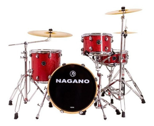 Bateria Nagano Acustico World B-bop 18 Ferragens Completa Cor Wine Sparkle