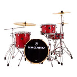 Bateria Nagano Acustico World B-bop 18 Ferragens Completa Cor Wine Sparkle