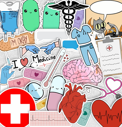 Pack 20 Stickers Medicina Para Termo, Mate, Compu