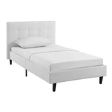 Cama De Plataforma Doble Tapizada Blanca Con Soporte