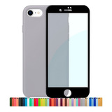 Capa Capinha Silicone Compatível iPhone 7 8 Se + Película 3d Cor Cinza Concreto Nome Do Desenho Película Preta