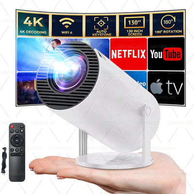 Mini Proyector Hy300 Pro Gearelec Profesional 1080P 4k Wifi 12000LM Color Blanco Portátil Smart Tv | Meses sin interés