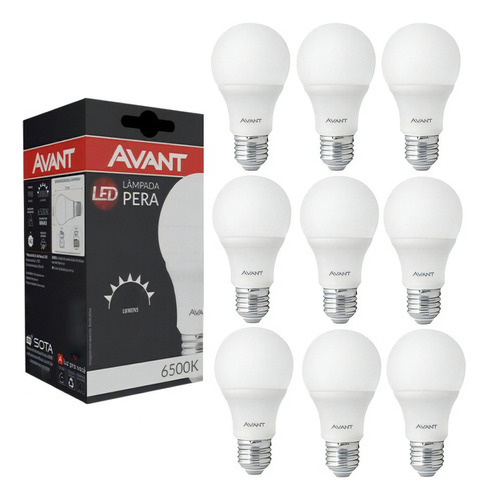 Kit 10 Lâmpadas Led 9w Bulbo Bocal E27 Bivolt Casa Comércio Cor Da Luz Branco-frio 110v/220v