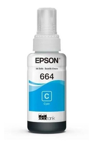 Botella De Tinta Epson T664 Cian - 70 Ml T664220