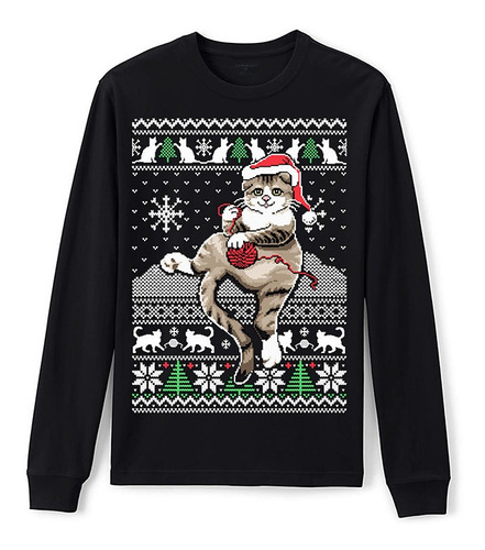 Hermosa Playera Navidad Ugly Christmas Sweater Tierno Gato 