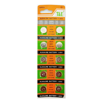 Pila Botón Alcalina T&e Ag10 1.5v Pack 10 Unidades Lr1130 Lr54