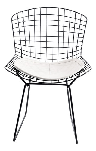  Cadeira Bertoia Aramado Cromado Assento Preto 