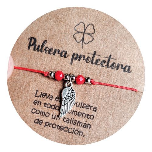 Pulsera Ala De Angel Cristales De Roca Hilo Rojo Protección