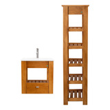 Vanitory Madera Maciza Colgante 50cm Tolva Organizador Baño