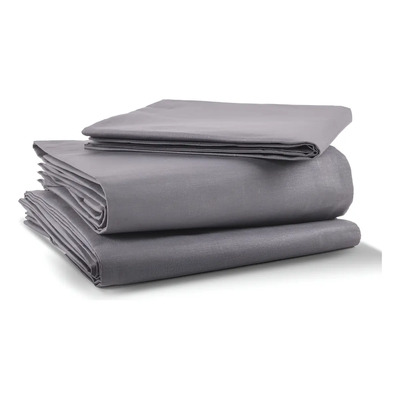 Juego De Sábanas Rebeca Algodón 200 - Queen Size Color Gris Oxford Diseño De La Tela Liso | Meses sin interés