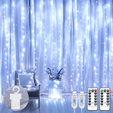 Cortina Luces Led Fiesta Navidad Usb 6x3m Blanco Frio 2pack