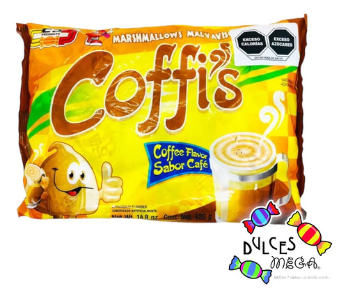 Candypop Malvavisco Coffis Cafe Capuchino 50pz Aprox