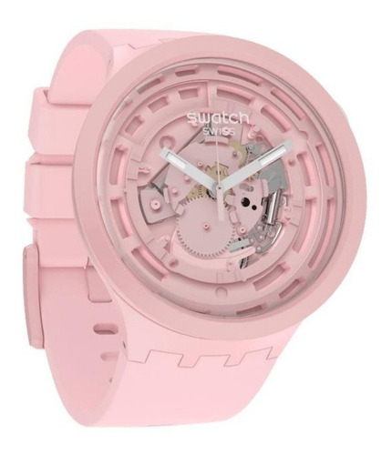 Reloj Swatch Sb03p100 Bioceramic C-pink Silicona Big Bold 