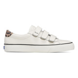 Zapatilla Cuero Animal Print Keds Mujer Jump Kck Blanca