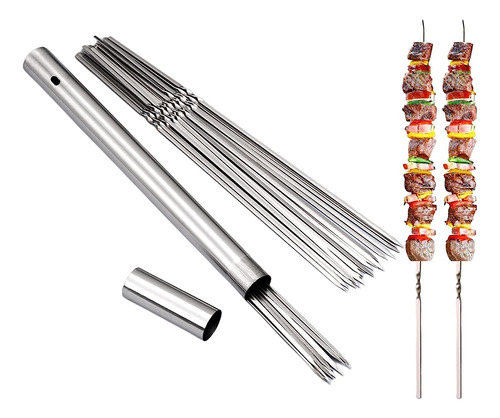 Willbbq Brochetas Planas De Acero Inoxidable 304 De 13.2 Pul