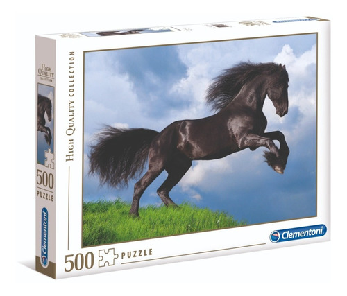 Caballo Frison Negro Campo Rompecabezas 500 Pz Clementoni